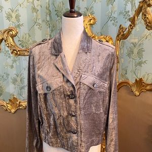 CAbi Gray Velour Jacket; Medium